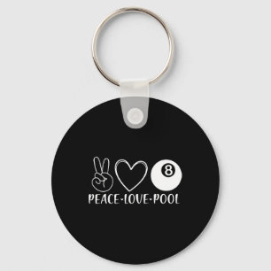 Porte-clés Peace Love Pool Billard Pool Huit 8 Joueurs Spo