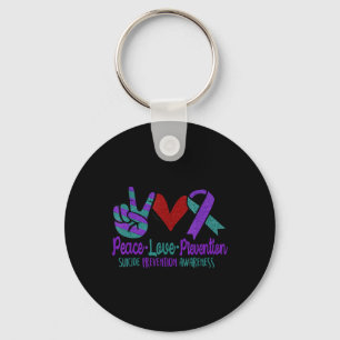 Porte-clés Peace Love Prévention Suicide Sensibilisation Turq