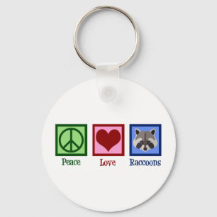 Porte-clés Peace Love Raccoons