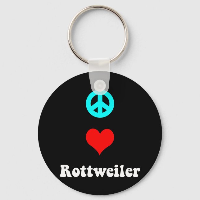 Porte-clés Peace love Rottweiler (Recto)