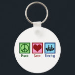 Porte-clés Peace Love Rowing - Cute Crew Team<br><div class="desc">Peace Love Rowing Team. A cool rower gift for someone who rows as a sport with a sports crew.</div>