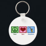 Porte-clés Peace Love Saxophone<br><div class="desc">Un signe de paix,  un coeur et un saxophone. Un grand cadeau pour un joueur de saxon.</div>