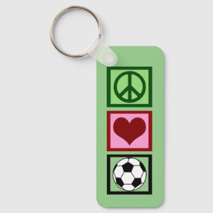 Porte-clés Peace Love Soccer Player Cute Custom Green