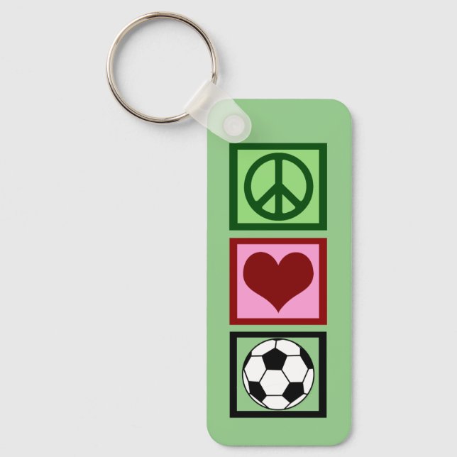 Porte-clés Peace Love Soccer Player Cute Custom Green (Front)