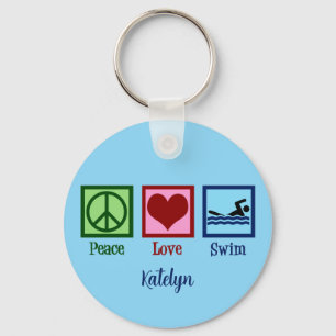 Porte-clés Peace Love Swimming