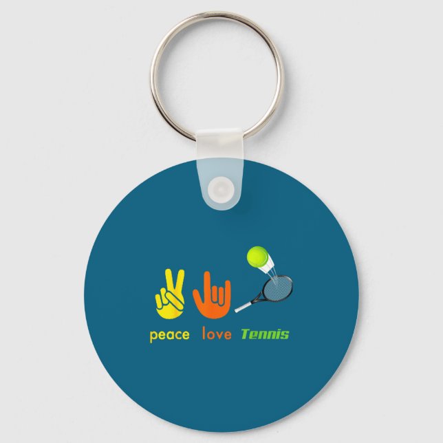 Porte-clés Peace Love Tennis Funny Tennis Lovers Hand Sign De (Recto)