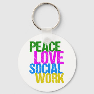 Porte-clés Peace Love Travail social