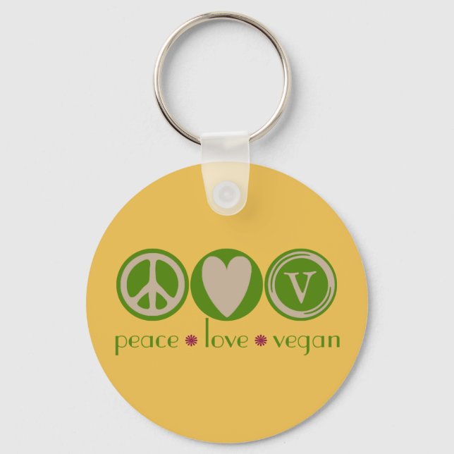 Porte-clés Peace Love Vegan (Recto)