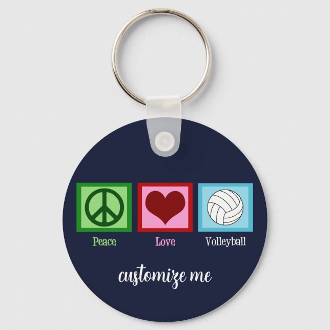 Porte-clés Peace Love Volleyball Player Cute Custom (Recto)