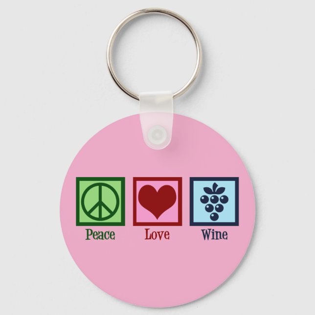 Porte-clés Peace Love Wine (Recto)