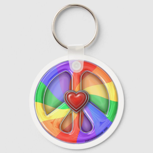 Porte-clés Peace Rainbow Hearts Porte - clé (Recto)