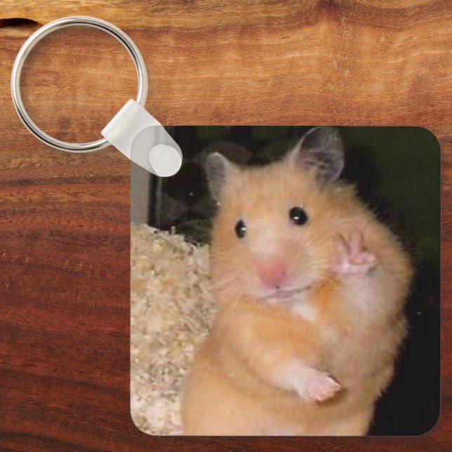 Porte-clés Peace + Scared Hamster Meme Double Sided Keychain (Recto)