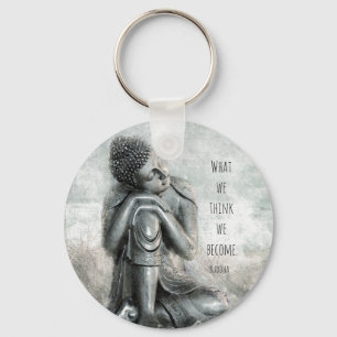 Porte-clés Peaceful Silver Buddha With Quote
