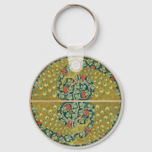Porte-clés Peacock Art Nouveau Style rond design complexe