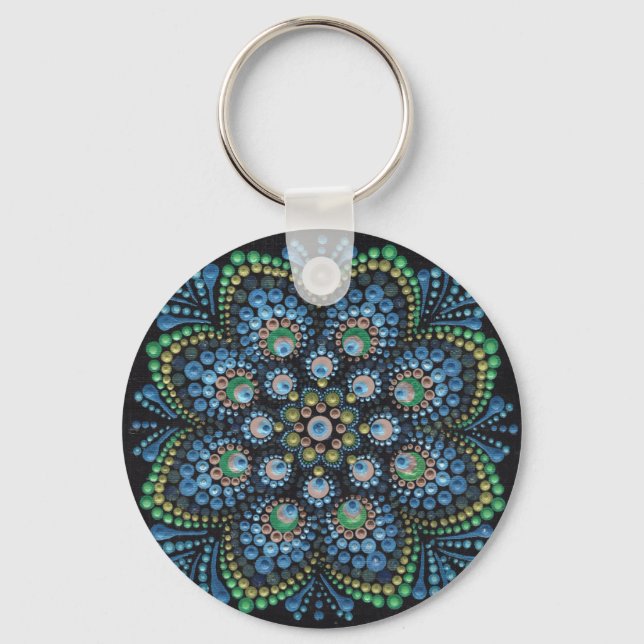 Porte-clés Peacock Dot Mandala (Recto)