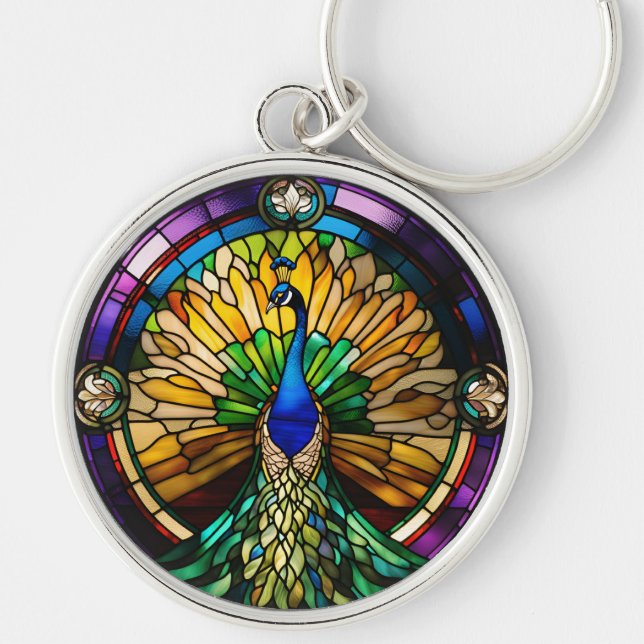 Porte-clés Peacock en verre tendu (Devant)