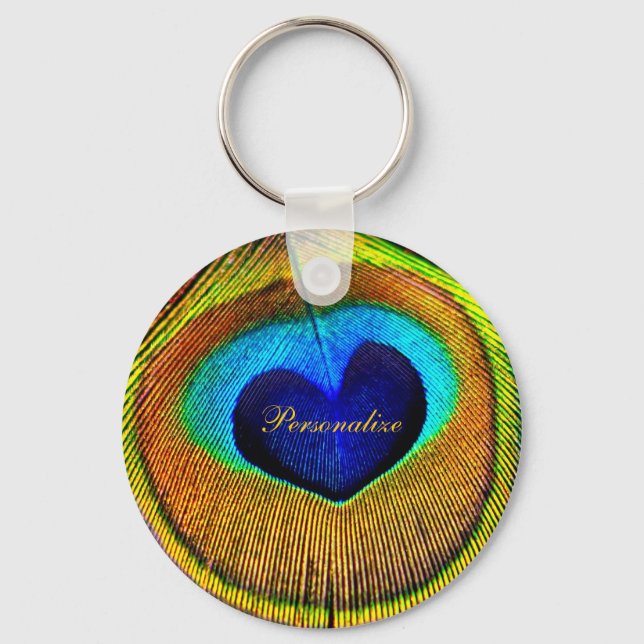 Porte-clés Peacock Feathers Eye of Love With Name (Recto)