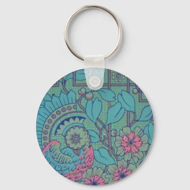 Porte-clés Peacock floral rétro (Recto)