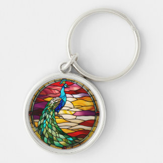 Porte-clés Peacock on Pink