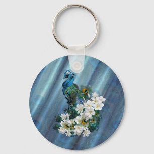 Porte-clés Peacocks & Emerald Green Soie métallique