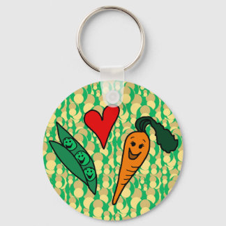 Porte-clés Peas Lots Carottes, Vert et Orange Design