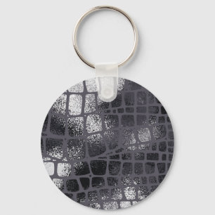 Porte-clés Peau de serpent noir métallique : Texture élégante