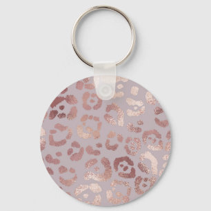 Porte-clés Peau léopard : élégance or rose.