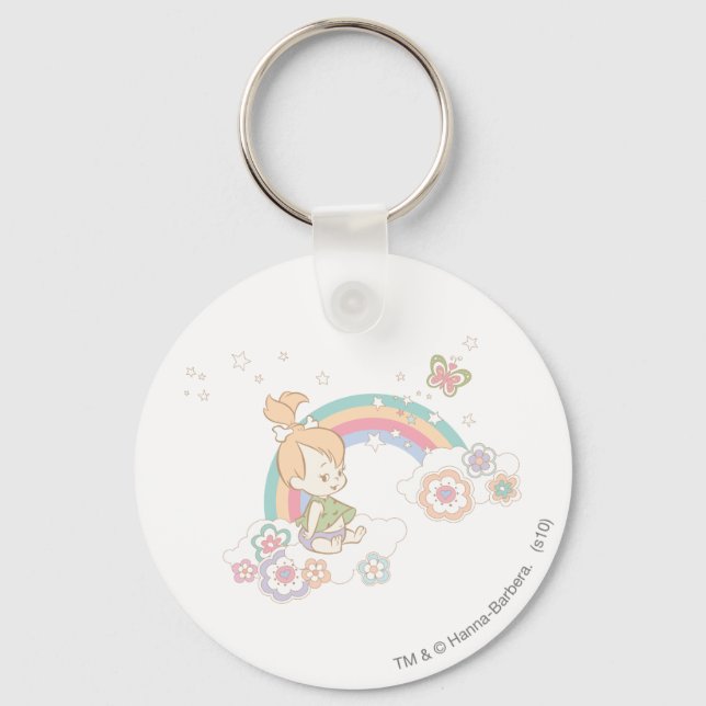 Porte-clés PEBBLES™ Rainbow and Flower Clouds (Recto)