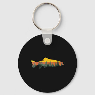 Porte-clés Pêche à la mouche de truite extérieur forêt nature