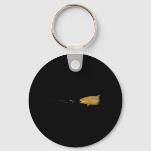 Porte-clés Pêche à la mouche truite brune sèche montage de mo