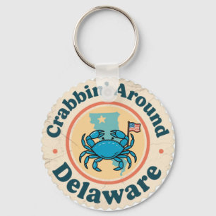Porte-clés Pêche aux crabes vintage autour du crabe du Delawa