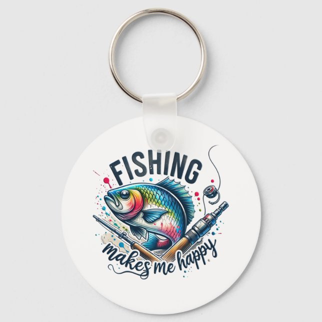 Porte-clés Pêche-Cadeaux Fisher Rend Mon Joyeux (Recto)