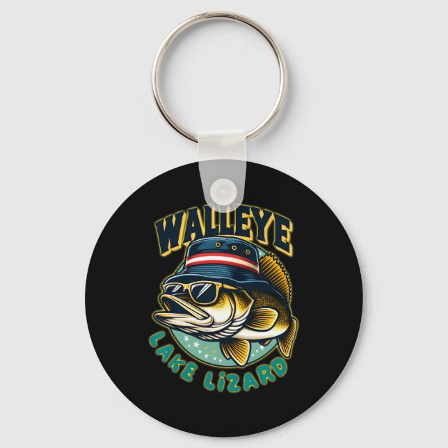 Porte-clés Pêche chanceuse au lézard du lac Walleye  (Recto)