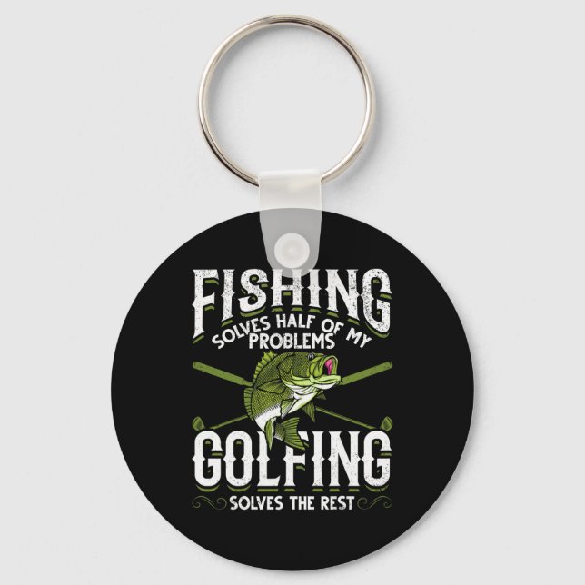 Porte-clés Pêche de golf de poisson drôle résout la moitié de (Recto)