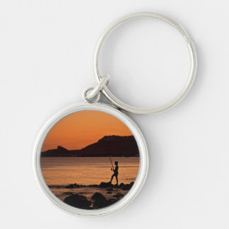 Porte-clés Pêcheur seul au coucher du soleil