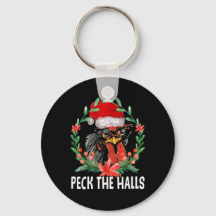 Porte-clés Peck The Halls Poulet Flocons de Neige Noël Santa 