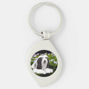 Porte-clés Peinture à collie à poils - Joli art original de c