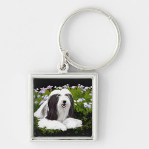 Porte-clés Peinture à collie à poils - Joli art original de c