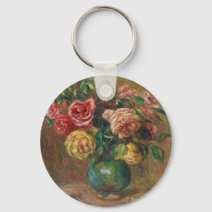 Porte-clés Peinture à l'huile florale française vintage par R