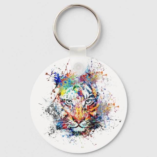 Porte-clés Peinture Abstraite de Tigre (Recto)