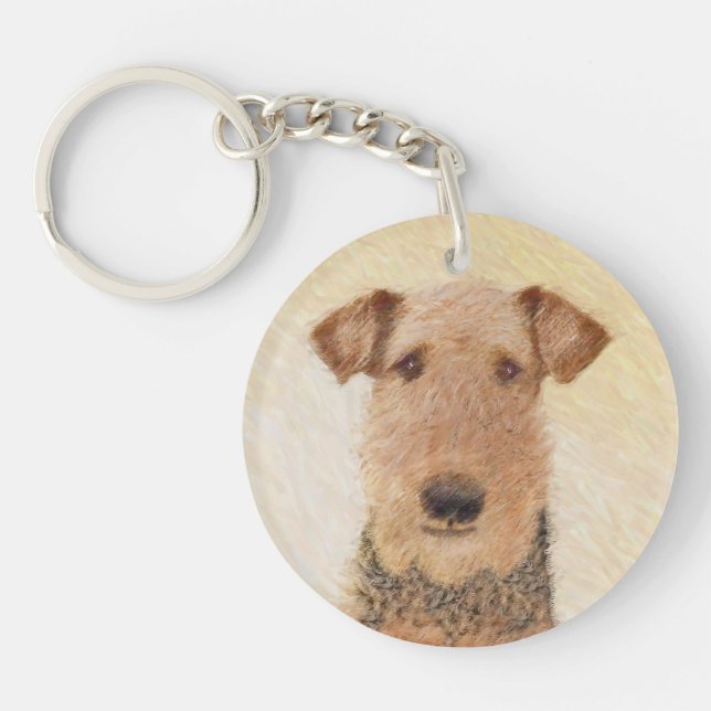 Porte-clés Peinture Airedale Terrier - Cute Original Art (Devant)