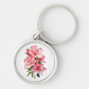 Porte-clés Peinture aquarelle de fleur d'azalée