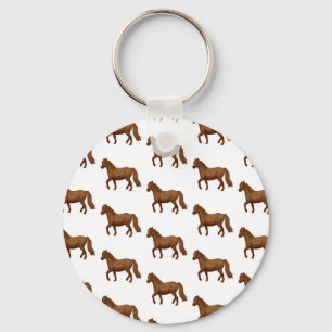 Porte-clés Peinture aquarelle marron poney de Chincoteague Ch
