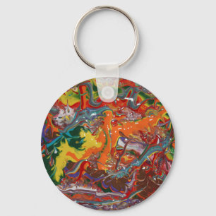 Porte-clés Peinture artistique à écoulement de couleur arc-en