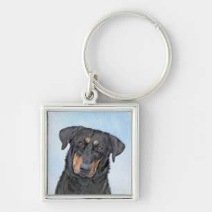 Porte-clés Peinture Beauceron - Art de chien original mignon