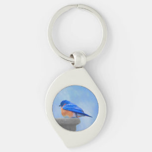 Porte-clés Peinture Bluebird - Art original pour oiseaux