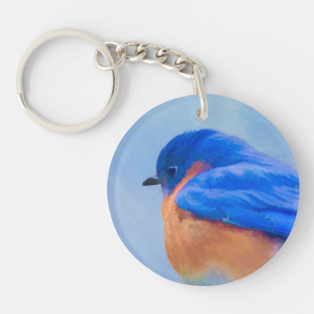 Porte-clés Peinture Bluebird - Art original pour oiseaux (Devant)
