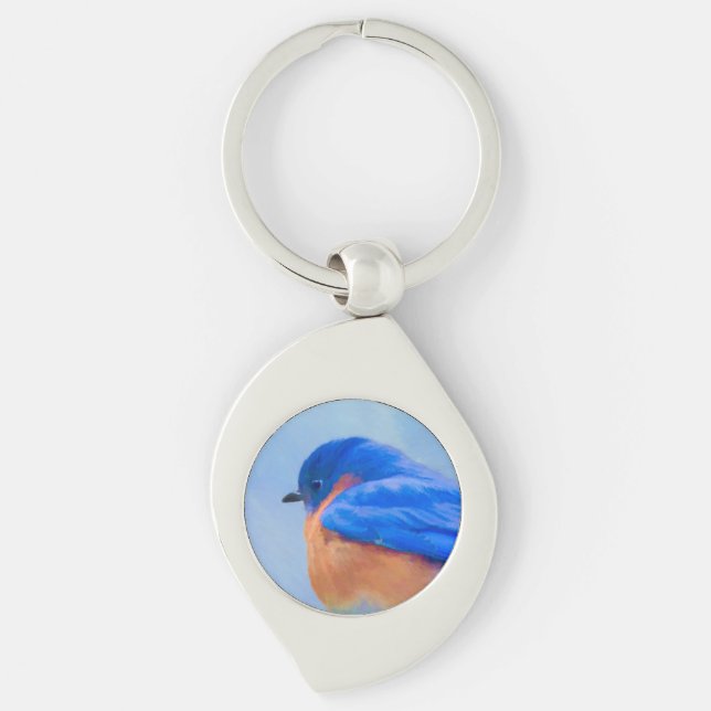 Porte-clés Peinture Bluebird - Art original pour oiseaux (Devant)