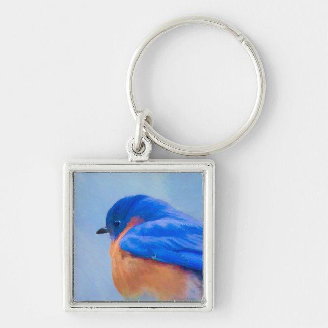 Porte-clés Peinture Bluebird - Art original pour oiseaux (Devant)