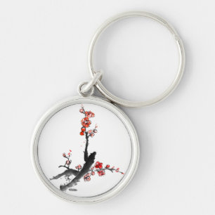 Porte-clés Peinture chinoise des fleurs, fleur de prune